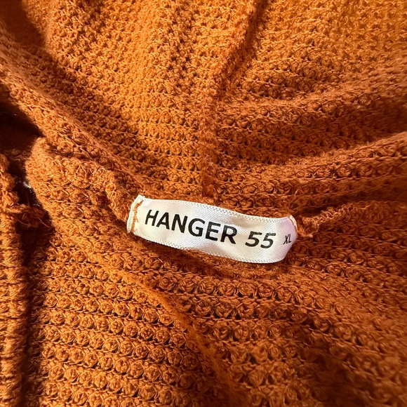 Hanger 55 Waffle Knit Hoodie V-Neck Pullover Casual Comfy Orange‎ XL - Picture 3 of 5